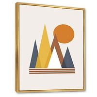 Designart Mountain Abstract and Sun FLOAT FRAME WALL ART