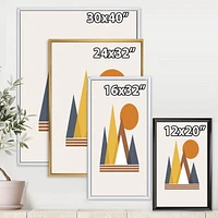 Designart Mountain Abstract and Sun FLOAT FRAME WALL ART