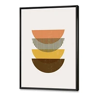 Designart Abstract Geometric Half Moons In Earth Tones FLOAT FRAME WALL ART