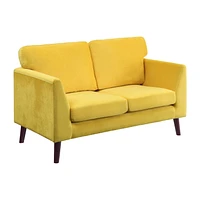 Topline Home Furnishings Striking Yellow Velvet Sofa-Loveseat Set