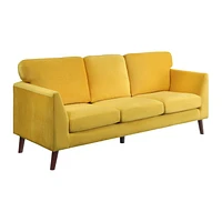 Topline Home Furnishings Striking Yellow Velvet Sofa-Loveseat Set