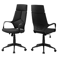 Monarch Specialties Office Chair, Adjustable Height, Swivel, Ergonomic, Armrests, Computer Desk, Work, Metal, Fabric, Black, Contemporary, Modern