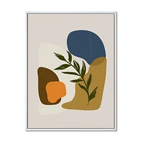 Designart Botanical Minimalist Shapes With Green Leaf FLOAT FRAME WALL ART