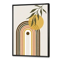 Designart Abstract Yellow Sun With Retro Rainbow FLOAT FRAME WALL ART