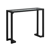 Monarch Specialties Accent Table, Console, Entryway, Narrow, Sofa, Living Room, Bedroom, Metal, Tempered Glass, Black, Clear, Contemporary, Modern