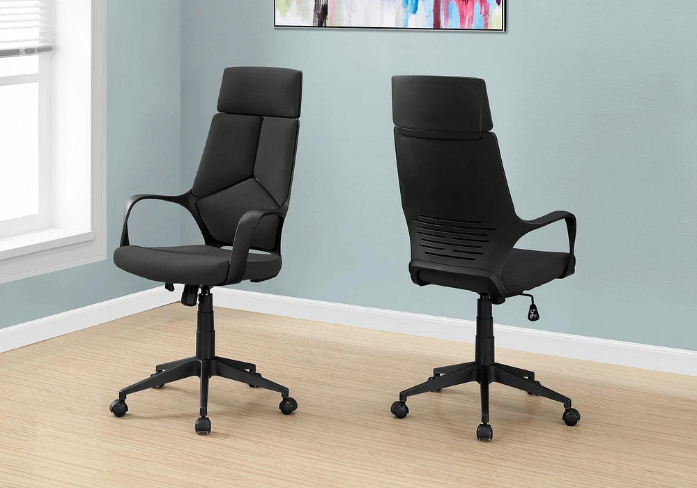 Monarch Specialties Office Chair, Adjustable Height, Swivel, Ergonomic, Armrests, Computer Desk, Work, Metal, Fabric, Black, Contemporary, Modern