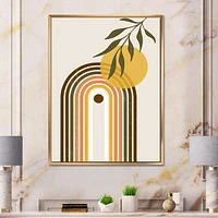 Designart Abstract Yellow Sun With Retro Rainbow FLOAT FRAME WALL ART