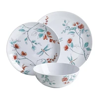 Martha Stewart Dragonfly White 12-Piece Melamine Dinnerware Set