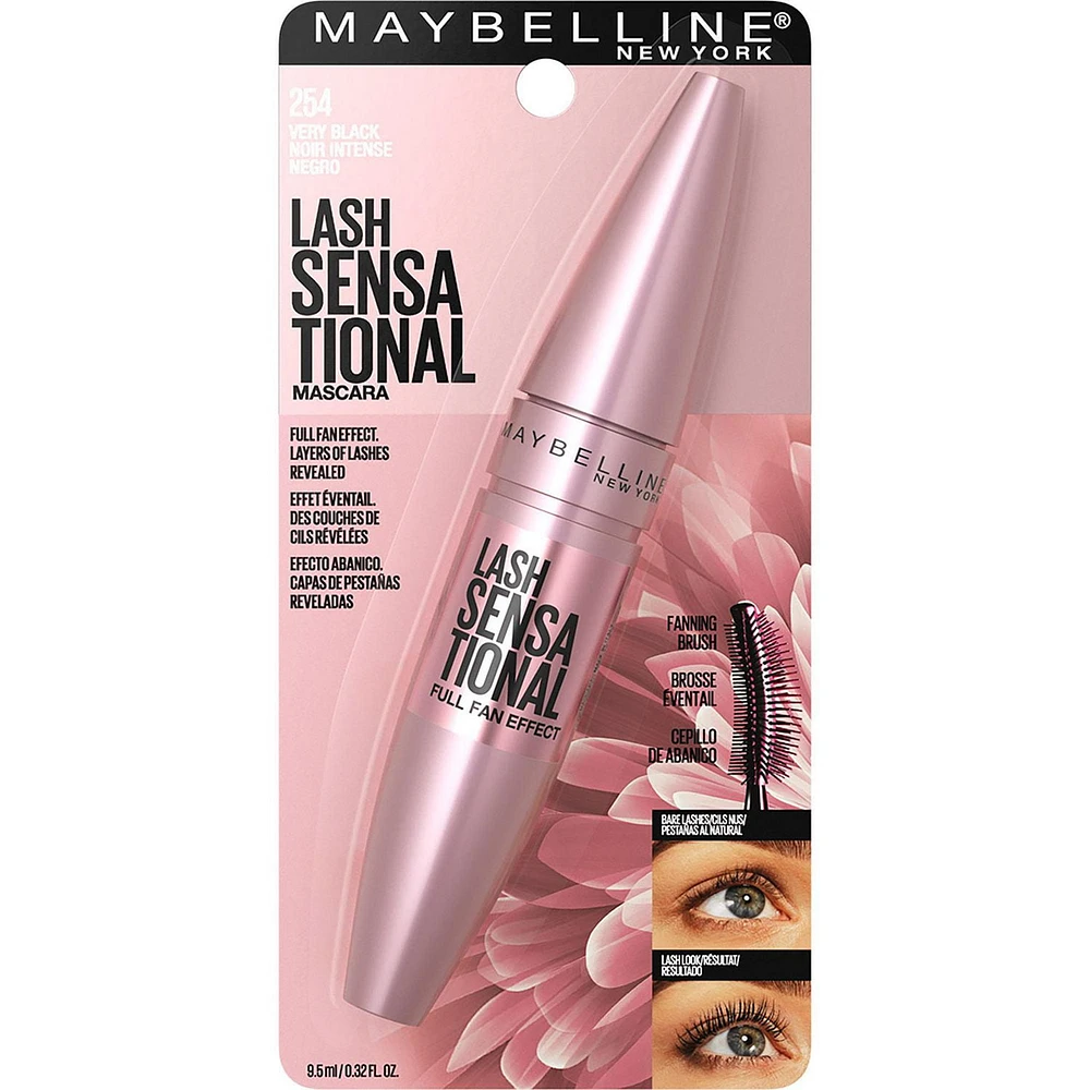 Maybelline New York Volumizing, Lengthening Lash Sensational Mascara, Buildable, Full-Fan Effect