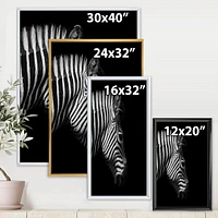 Designart Monochrome Portrait of Zebra Head FLOAT FRAME WALL ART