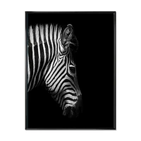 Designart Monochrome Portrait of Zebra Head FLOAT FRAME WALL ART