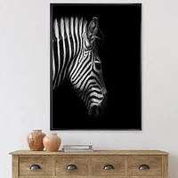 Designart Monochrome Portrait of Zebra Head FLOAT FRAME WALL ART