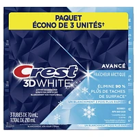 Crest 3D White Advanced Whitening Toothpaste, Arctic Fresh, 70 mL, Pack of 3