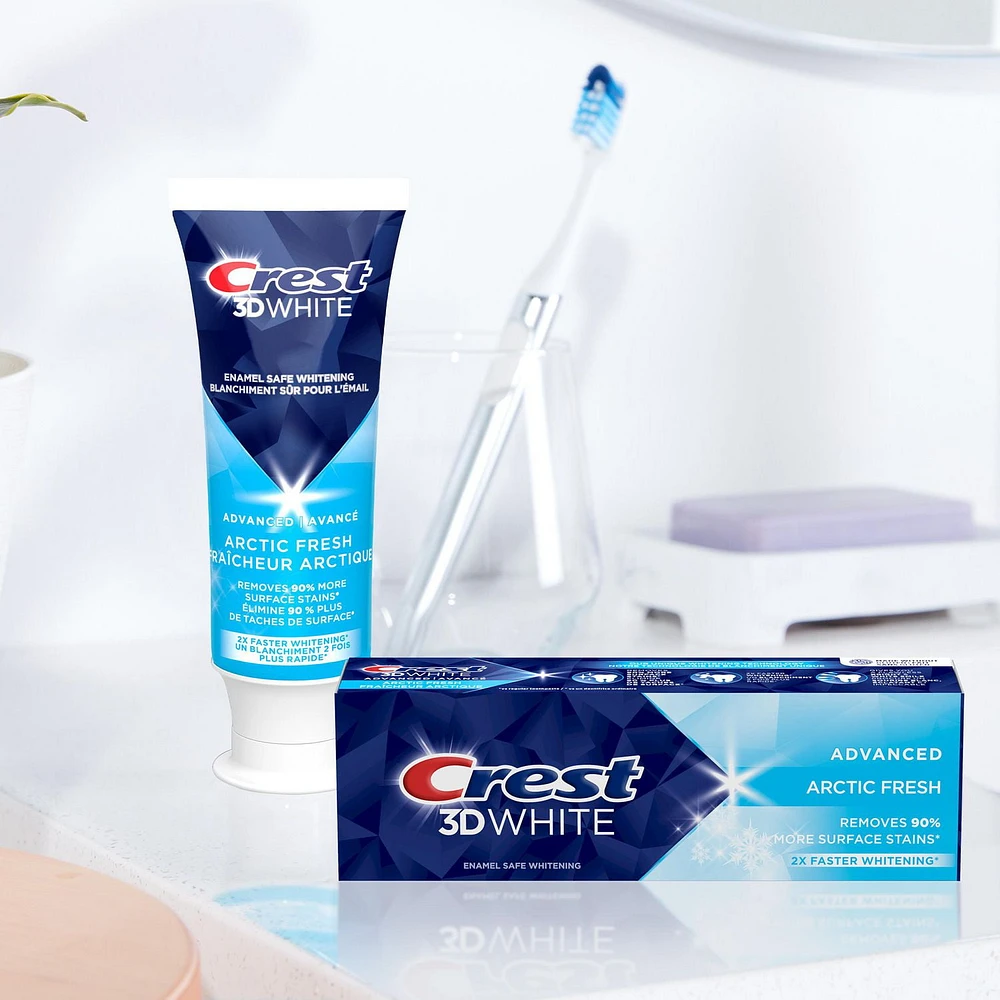 Crest 3D White Advanced Whitening Toothpaste, Arctic Fresh, 70 mL, Pack of 3