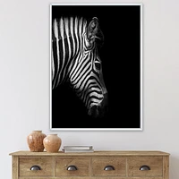 Designart Monochrome Portrait of Zebra Head FLOAT FRAME WALL ART