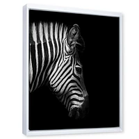 Designart Monochrome Portrait of Zebra Head FLOAT FRAME WALL ART