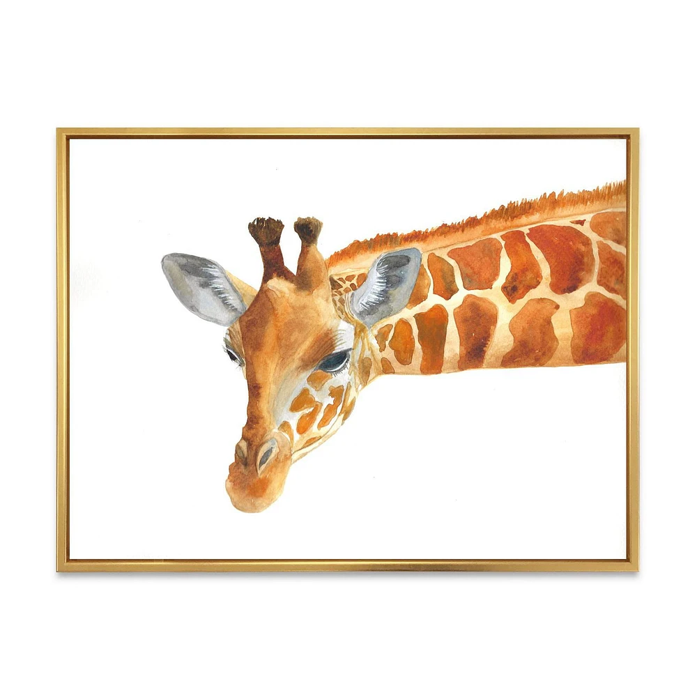 Designart Portrait of A Giraffe IX FLOAT FRAME WALL ART