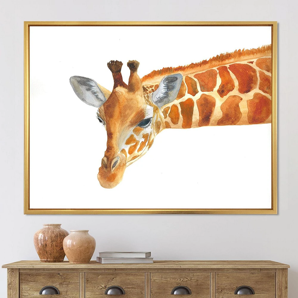 Designart Portrait of A Giraffe IX FLOAT FRAME WALL ART