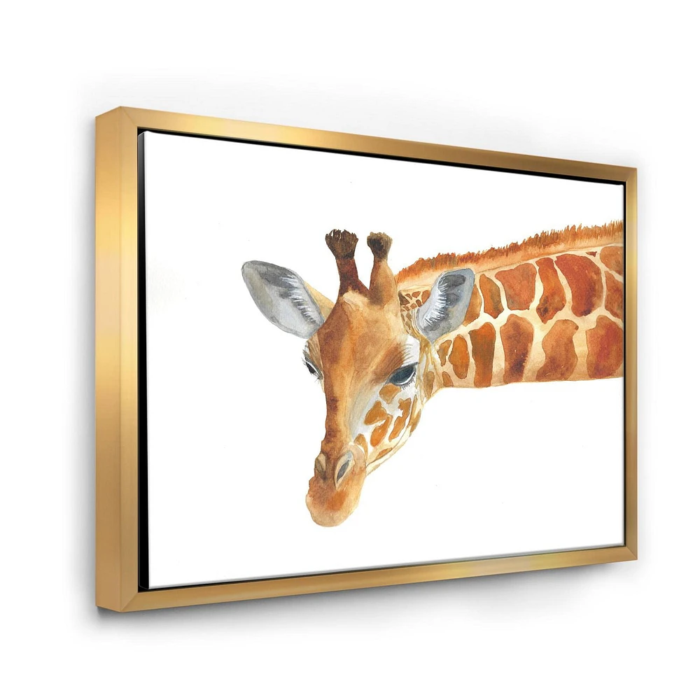 Designart Portrait of A Giraffe IX FLOAT FRAME WALL ART