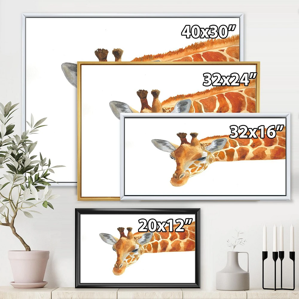 Designart Portrait of A Giraffe IX FLOAT FRAME WALL ART