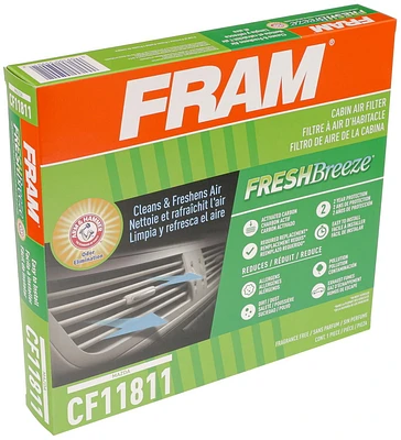 FRAM FB Cabin Air Filter CF11811 with Arm and Hammer Baking Soda, 98% Filtration Efficiency