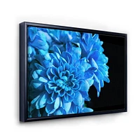 Designart Detail of Blue Flowers On Black I FLOAT FRAME WALL ART