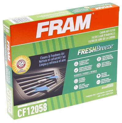 FRAM FB Cabin Air Filter CF12058 with Arm and Hammer Baking Soda, 98% Filtration Efficiency