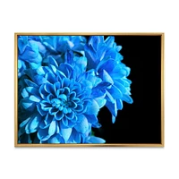 Designart Detail of Blue Flowers On Black I FLOAT FRAME WALL ART