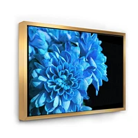 Designart Detail of Blue Flowers On Black I FLOAT FRAME WALL ART