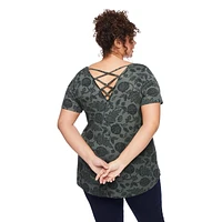 T-shirt avec motif de treillis au dos George Plus pour femmes Tailles 1X-4X