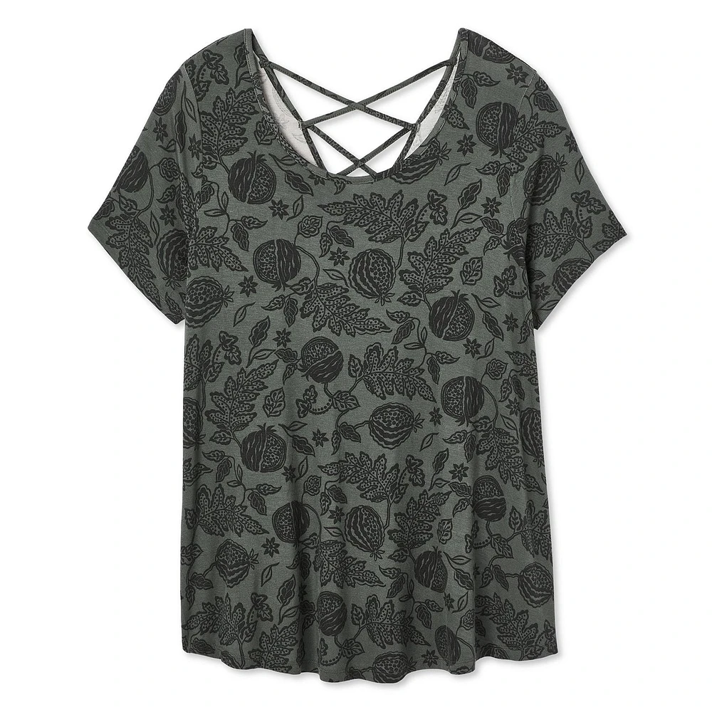 T-shirt avec motif de treillis au dos George Plus pour femmes Tailles 1X-4X