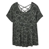 T-shirt avec motif de treillis au dos George Plus pour femmes Tailles 1X-4X