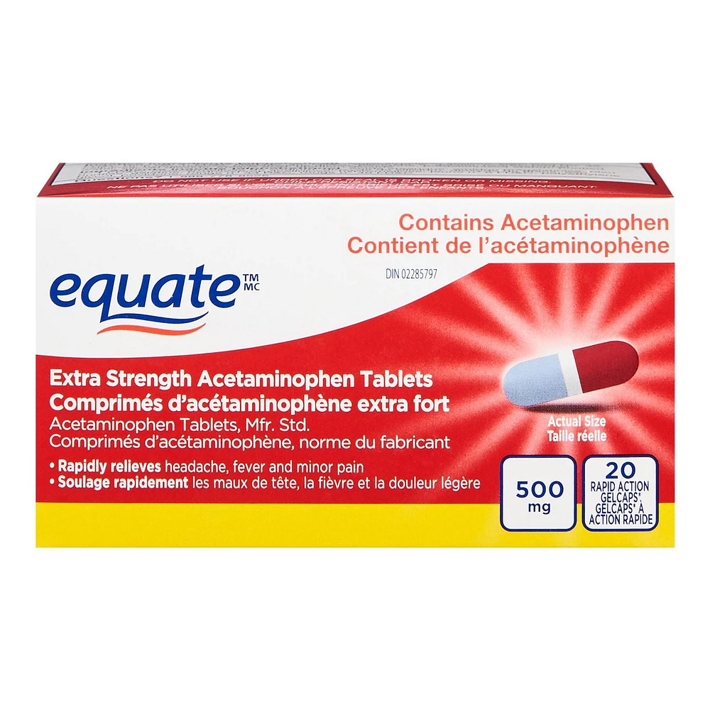 Equate Extra Strength Acetaminophen Tablets, Rapid Action Gelcaps*