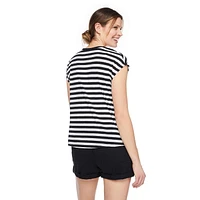 T-shirt à manches chauve-souris avec encolure en V George pour femmes Tailles TP–TTG
