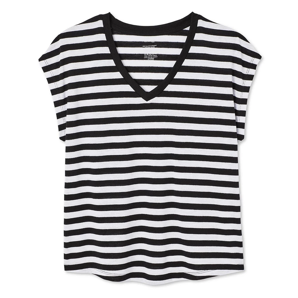 T-shirt à manches chauve-souris avec encolure en V George pour femmes Tailles TP–TTG
