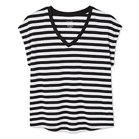 T-shirt à manches chauve-souris avec encolure en V George pour femmes Tailles TP–TTG