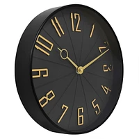 10.75” Contemporary Black & Gold Wall Clock, 10.75" Black & Gold Wall Clock