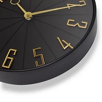 10.75” Contemporary Black & Gold Wall Clock, 10.75" Black & Gold Wall Clock