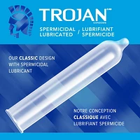 Trojan Classic Lubricated Condoms, with Spermicidal Lubricant, 12 Lubricated Latex Condoms