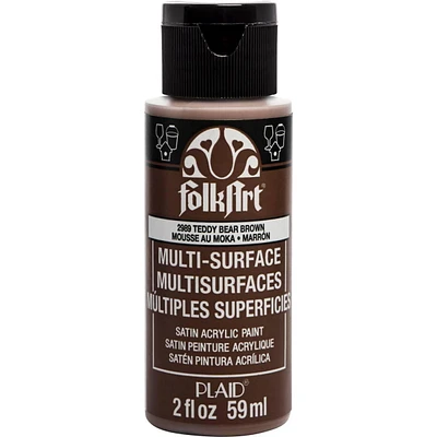 FolkArt Multi-Surface Satin Acrylic Paint in Assorted Colors (2 fl. Oz.), Teddy Bear Brown