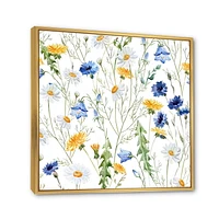 Designart Wildflowers Chamomile and Clover Bell II FLOAT FRAME WALL ART