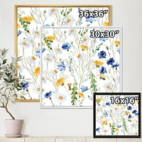 Designart Wildflowers Chamomile and Clover Bell II FLOAT FRAME WALL ART