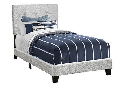 Monarch Specialties - Bed, Twin Size, Upholstered, Frame Only, Bedroom, Juvenile, Youth, Light Grey Boucle, Transitional