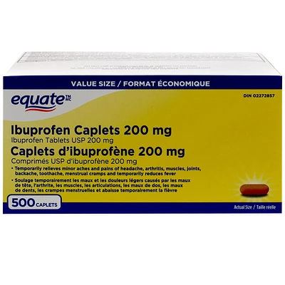 Equate Ibuprofen Caplets 200 mg, 500 Caplets