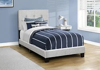 Monarch Specialties - Lit, Taille Jumelle, Rembourré, Cadre Seulement, Chambre À Coucher, Juvénile, Jeune, Boucle Gris Clair, Transitionnel