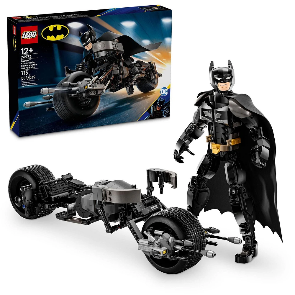 LEGO DC Batman: Batman Construction Figure & the Bat-Pod Bike, The Dark Knight Action Figure and Batman Motorcycle, Super hero Toys, Kids’ Adventure Playset, Gift for Boys and Girls, 76273, Includes 713 Pieces, Ages 12+