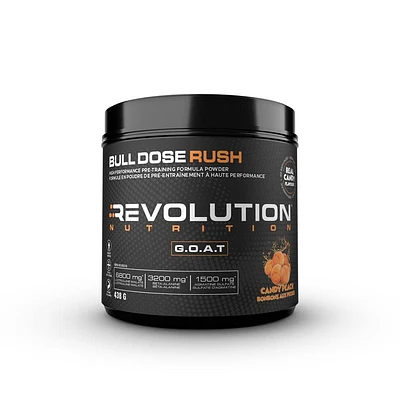 Revolution Nutrition Bull Dose Rush Pre-Workout Powder (Pêche surette , 438gr)