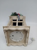 HOLIDAY TIME WHITE WOODEN LANTERN W/GREENER DÉCOR