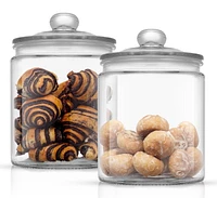 JoyFul Round Glass Cookie Jar with Airtight Lids - 67 oz - Set of 2