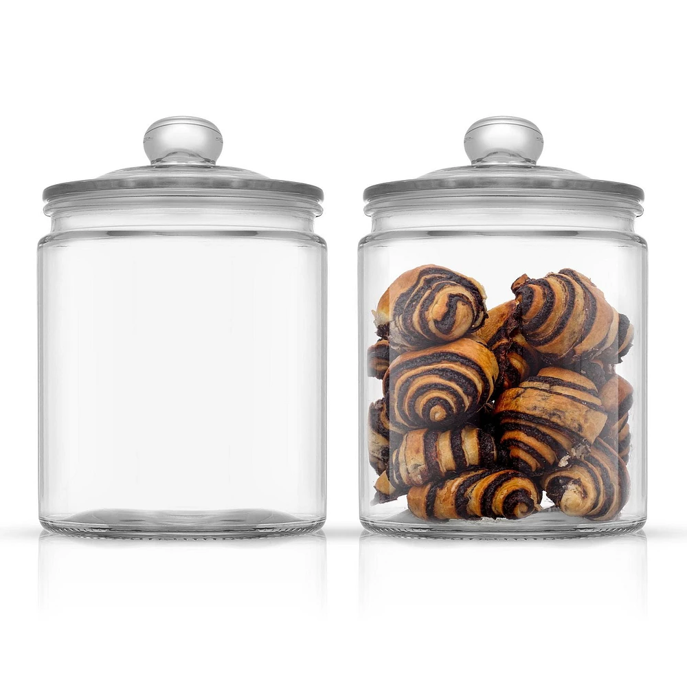 JoyFul Round Glass Cookie Jar with Airtight Lids - 67 oz - Set of 2